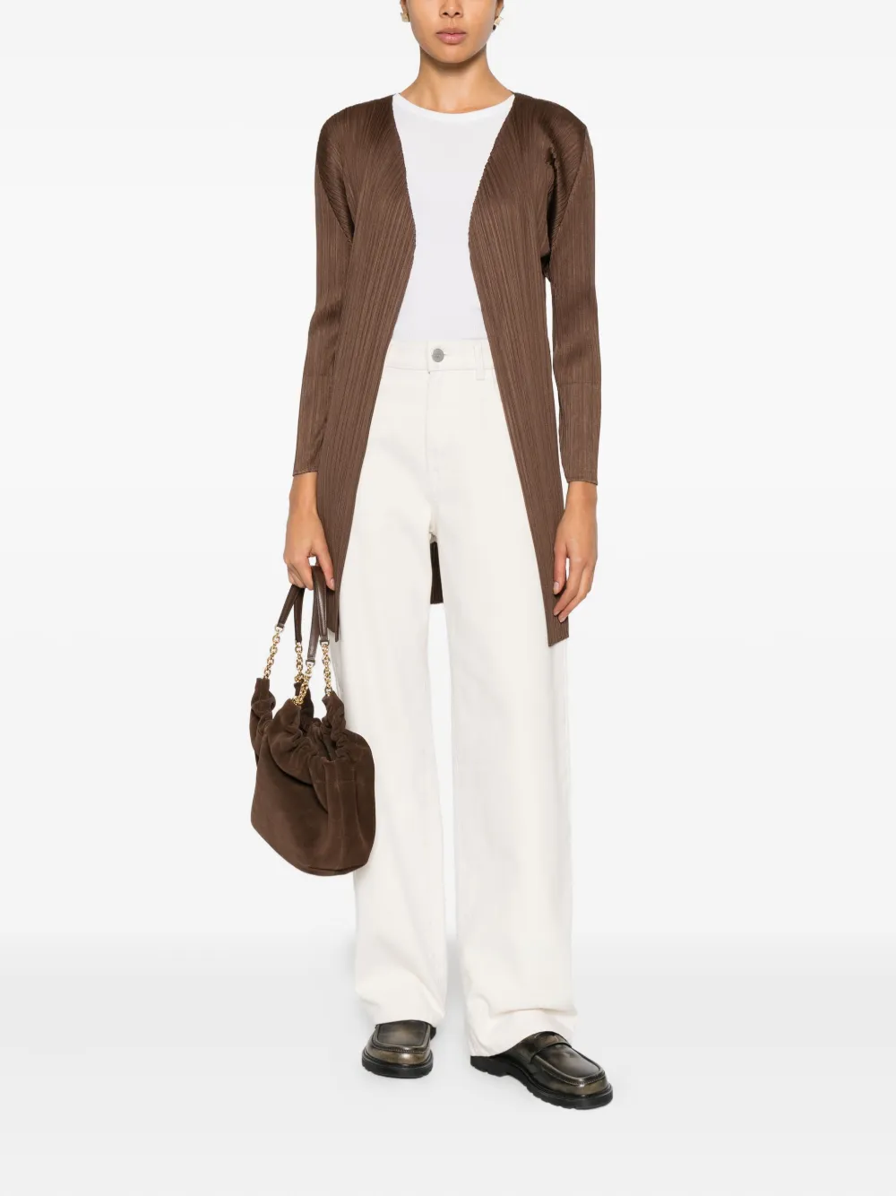 Pleats Please Issey Miyake pleated coat - Bruin