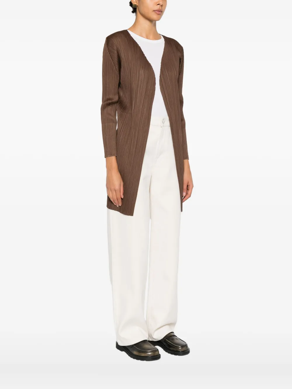 Pleats Please Issey Miyake Jas met plooien Bruin