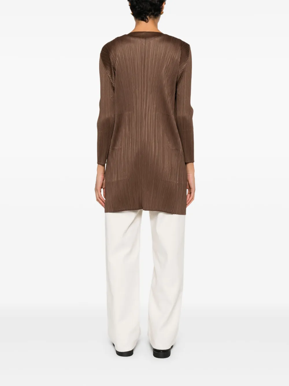 Pleats Please Issey Miyake Jas met plooien Bruin
