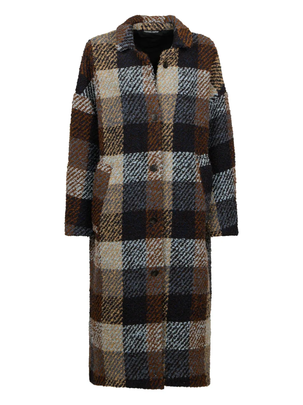 Hannes Roether check-pattern buttoned coat - Brown