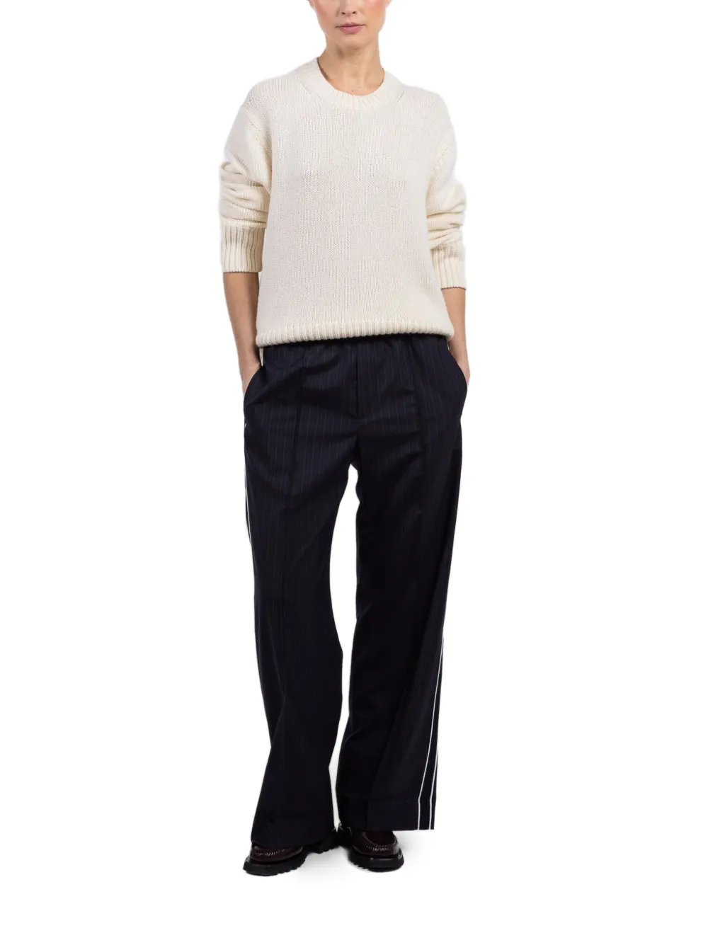 WE-AR4 The Chaplin pinstripe-pattern trousers - Blauw