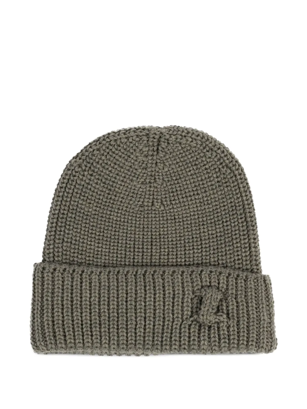 Hannes Roether ribbed logo beanie - Grigio