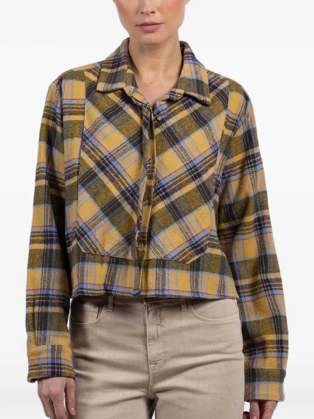 CISSA plaid cropped shirt - Giallo