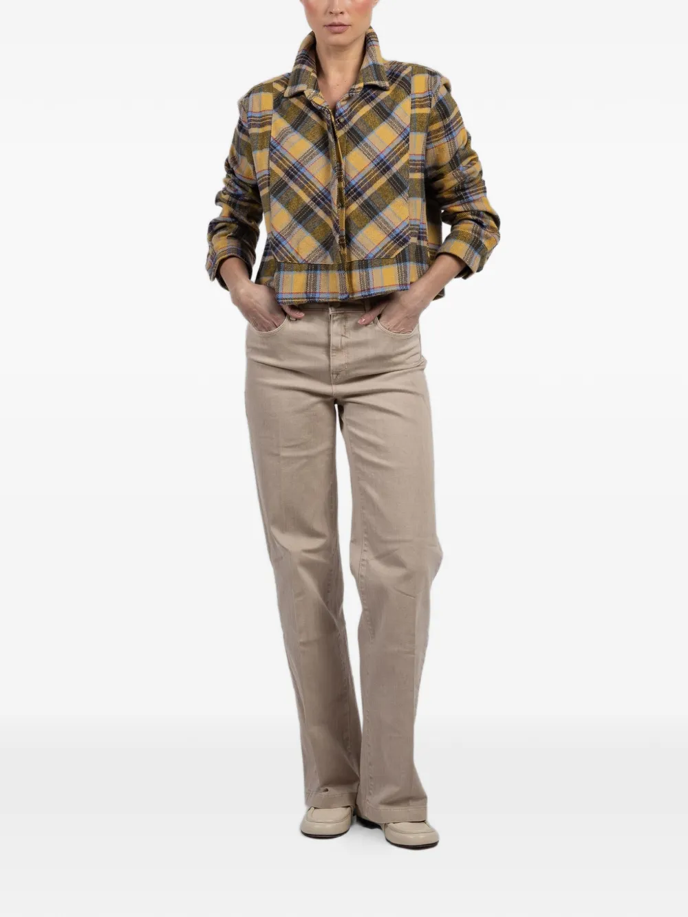 CISSA plaid cropped shirt - Geel