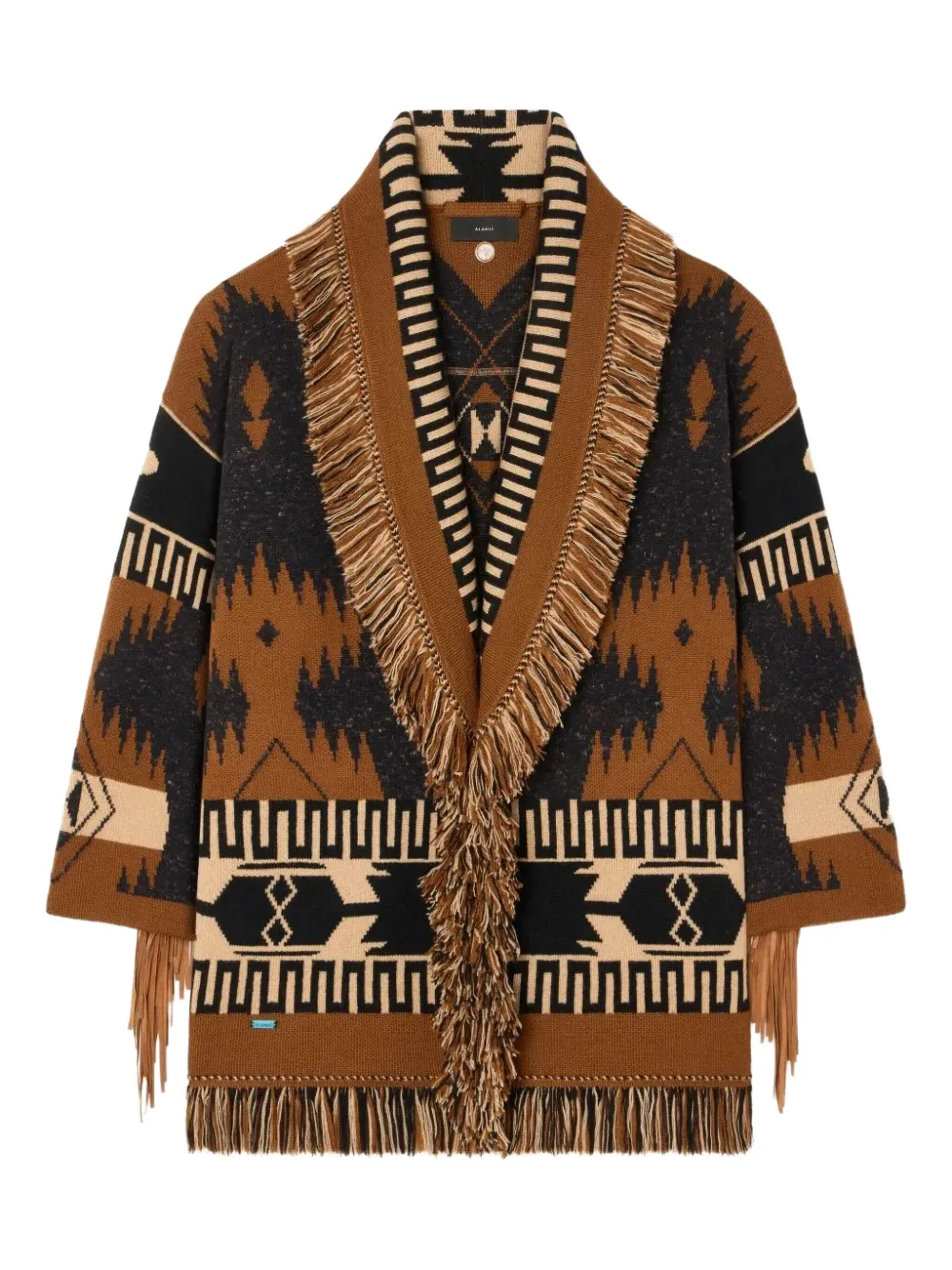 Alanui Frange Trim Cardigan In Brown