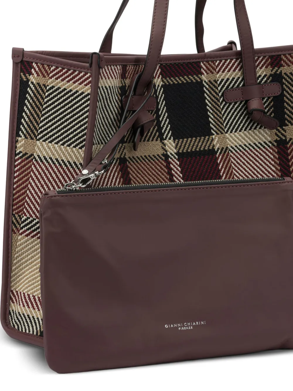 GIANNI CHIARINI Geruite schoudertas met knoop-patroon Beige