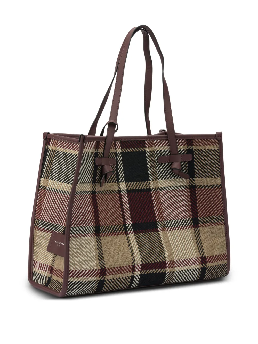 GIANNI CHIARINI Geruite schoudertas met knoop-patroon Beige