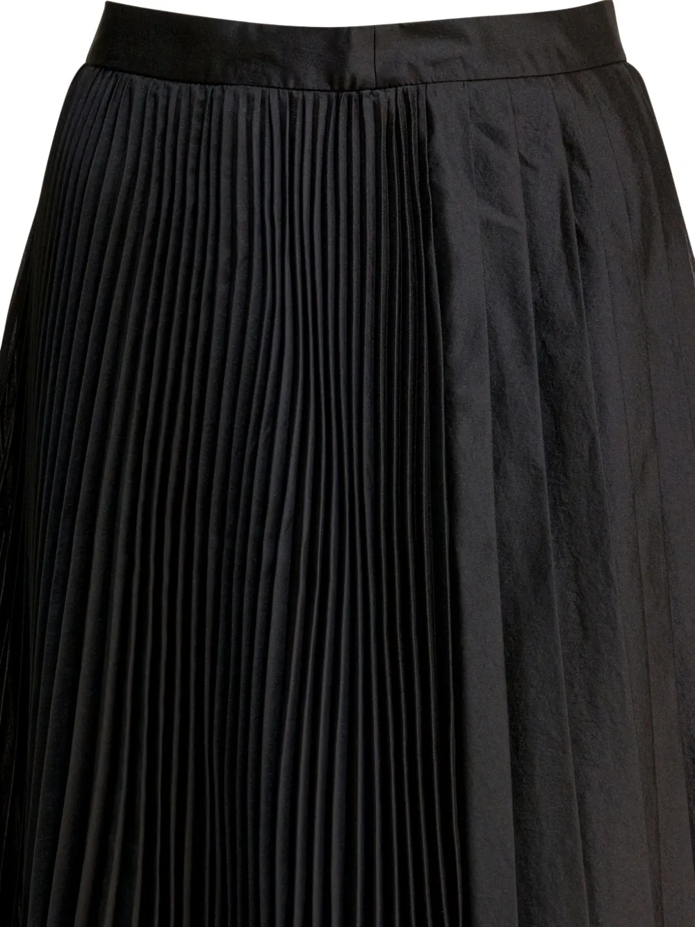 Sandbeige Pleated Midi Skirt In Black