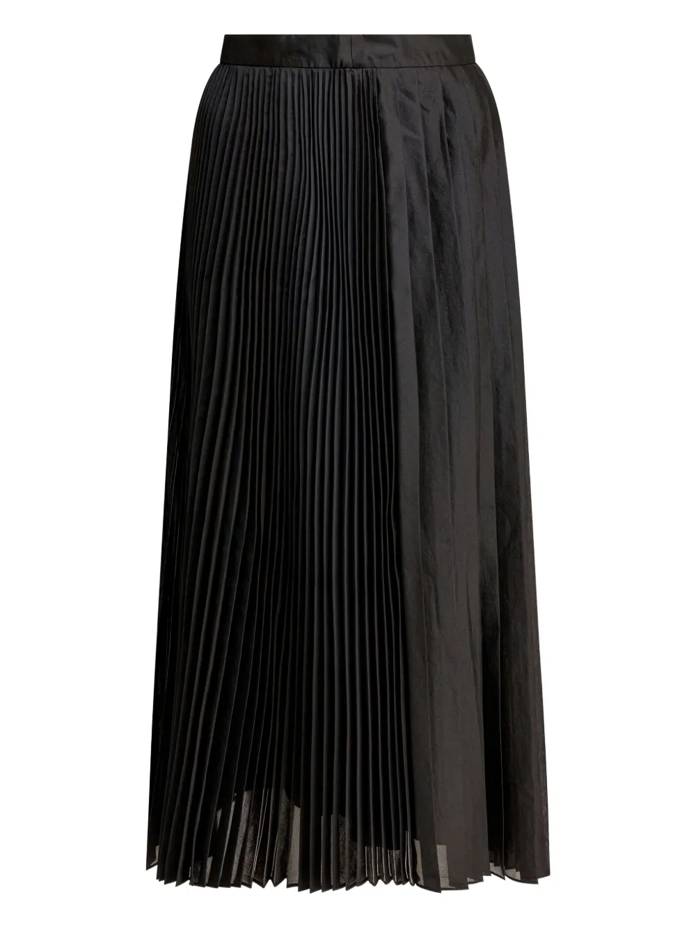 Sandbeige Pleated Midi Skirt In Black