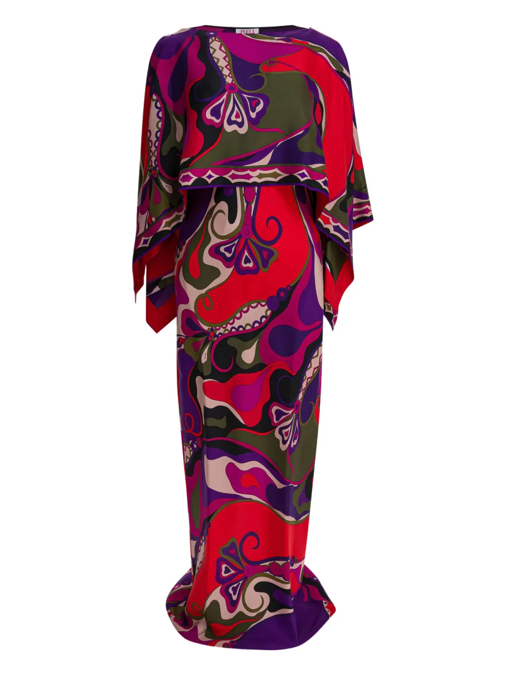 Pucci Orchidee Print Silk Maxi Dress With Shawl In Multi