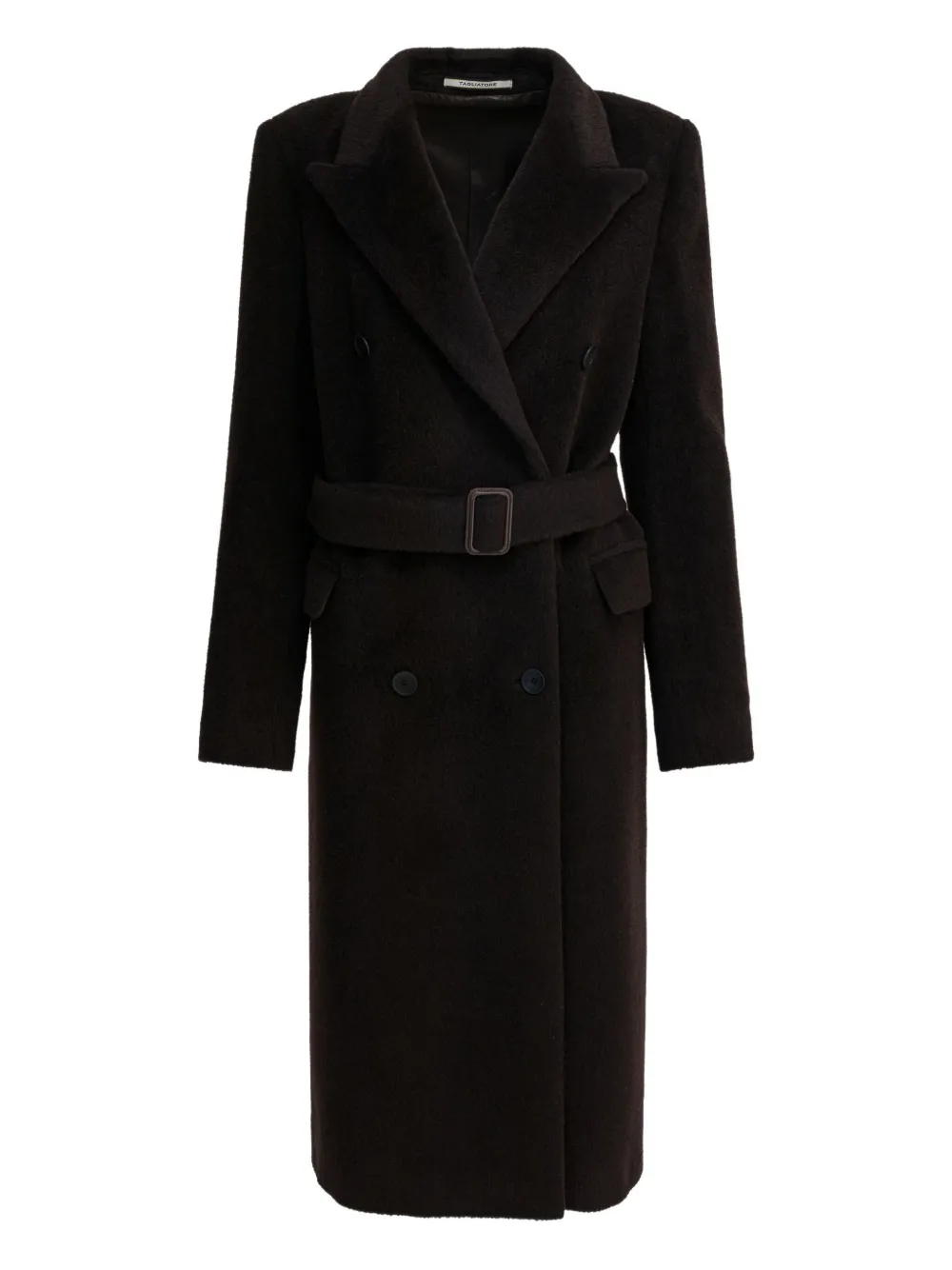 Tagliatore Belted Double-breasted Coat In Brown