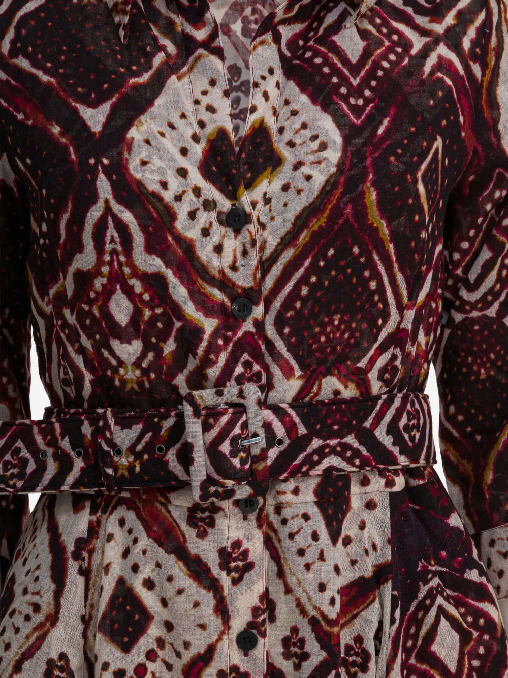 Samantha Sung Belted Printed Dress In Brown