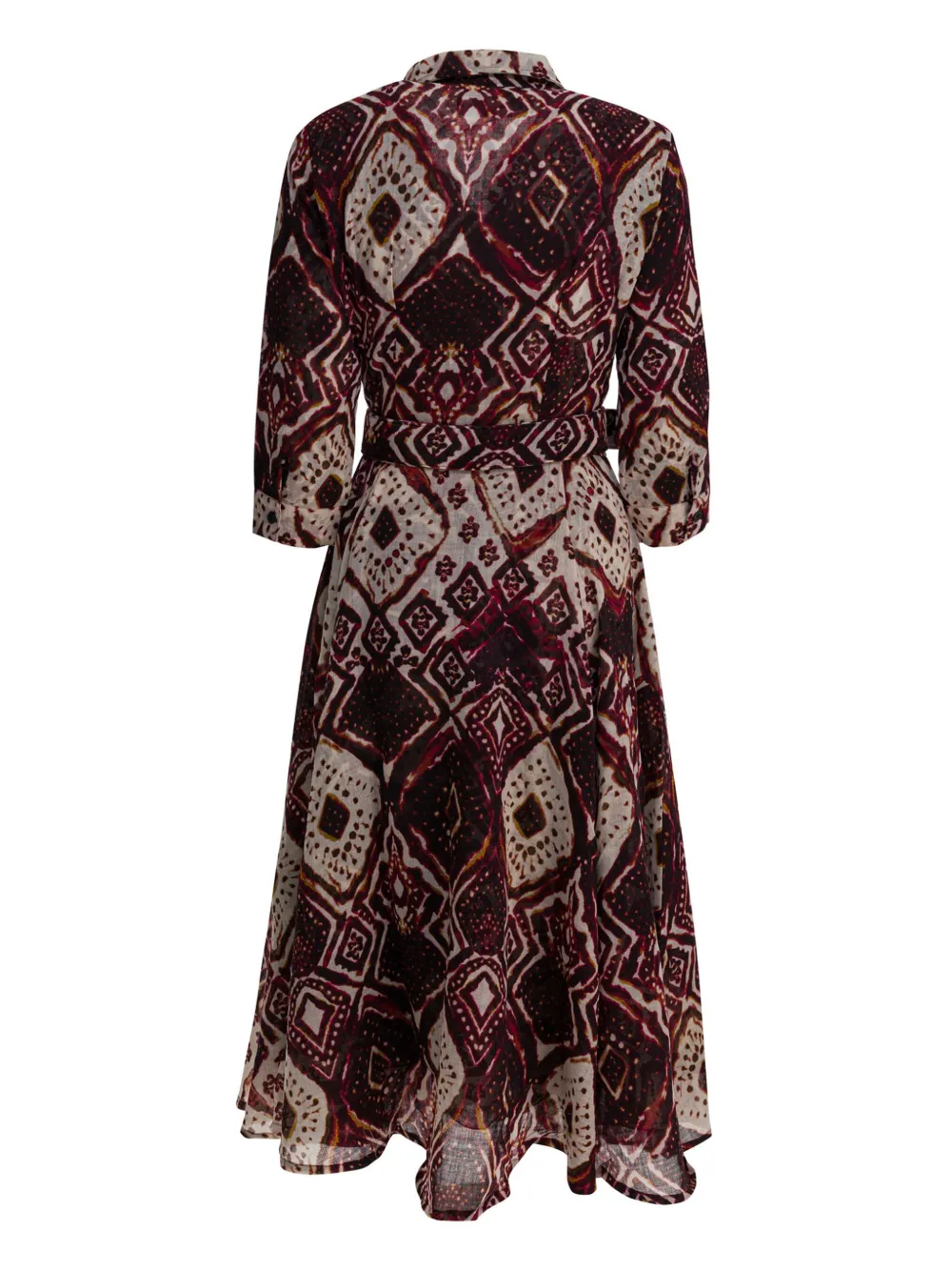 Samantha Sung Belted Printed Dress In Brown