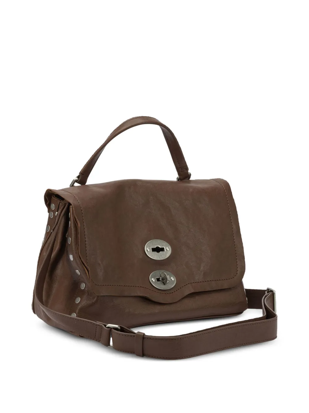 Zanellato Shopper met draaislot en studs Bruin