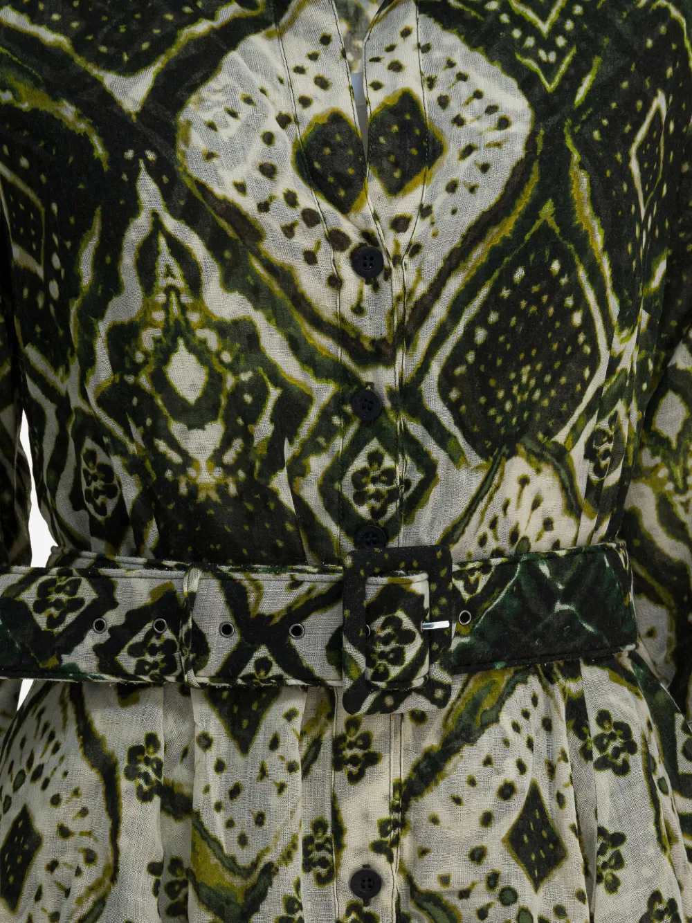 Samantha Sung Aster midi-jurk met ceintuur en print Groen