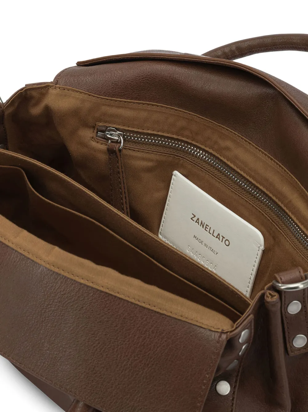 Zanellato Shopper met studs en handvat Bruin