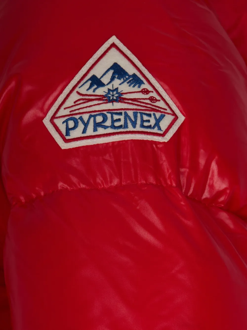Pyrenex Fitted Glossy Nylon Puffer Jacket With Padded Pockets In Red