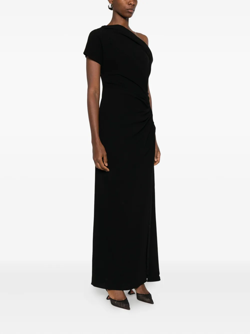 Simkhai Kally Draped One-shoulder Midi Dress In Black