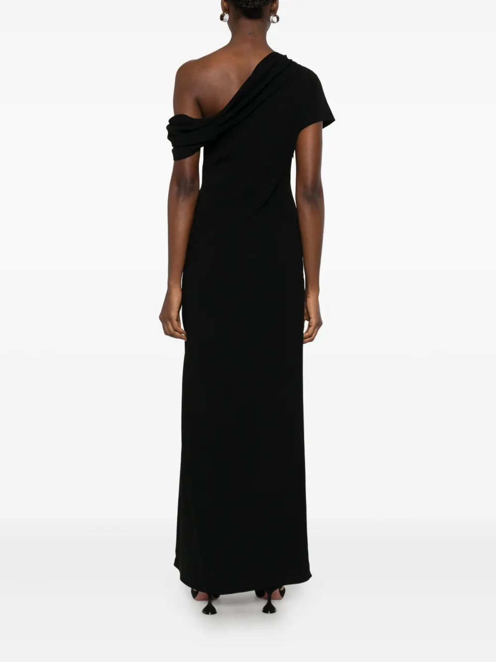 Simkhai Kally Draped One-shoulder Midi Dress In Black
