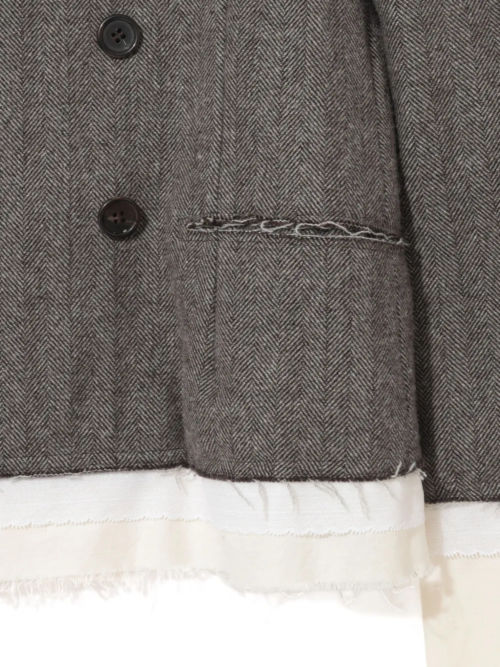 Undercover Herringbone Frayed Blazer In Gray