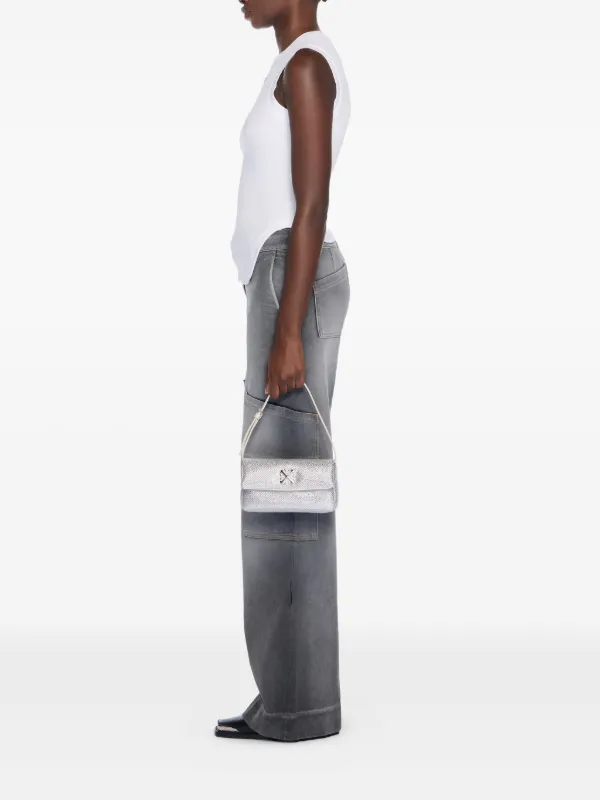 off-white オフホワイト　jitney ジットニー　シルバー　プレート Off-White Jitney Shoulder 0.7 Strass Shoulder Bag | Silver
