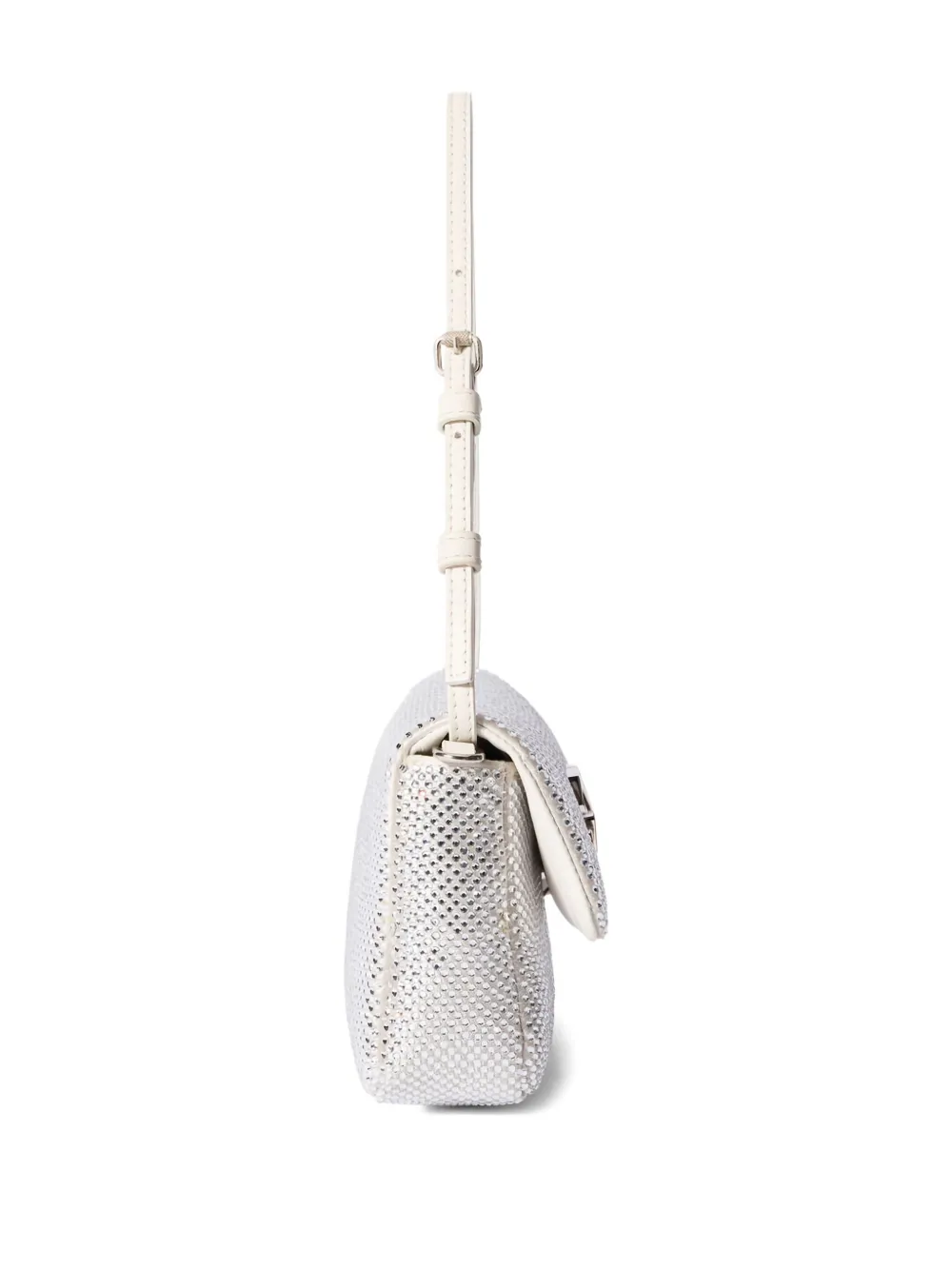 Off-white Jitney Shoulder 0.7 Strass Shoulder Bag In Silver