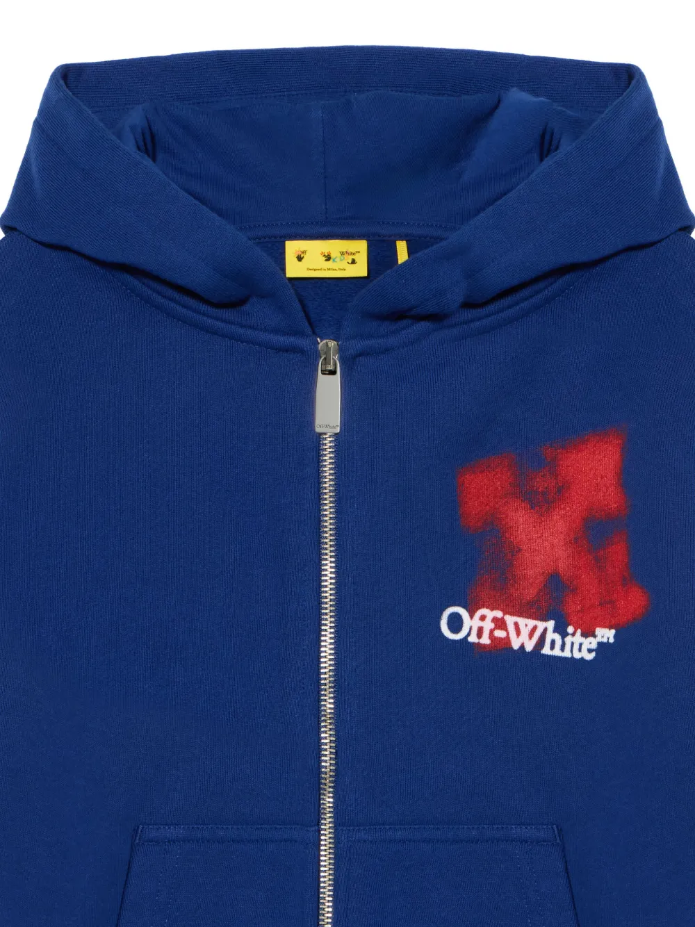 Off-White Kids Arrow Spray hoodie met rits en logo Blauw