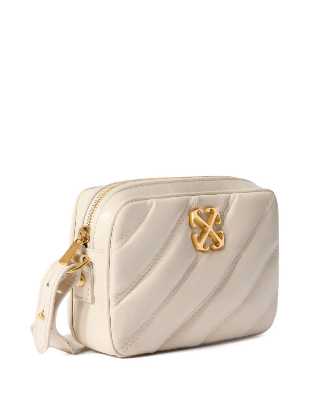 Off-White Gewatteerde leren crossbodytas met pijlen Beige