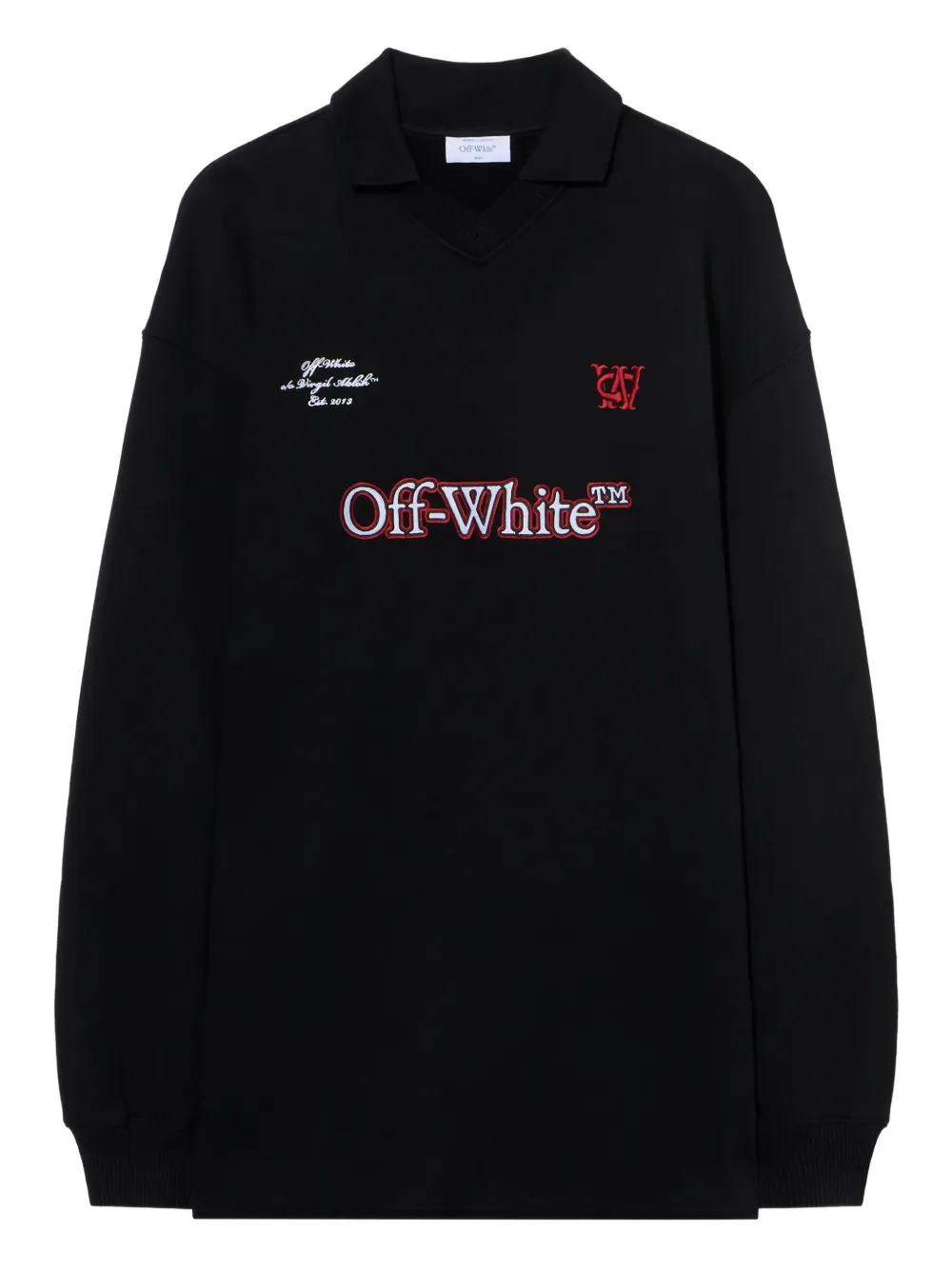 Off-white Polo-collar Jersey Mini Dress In Black