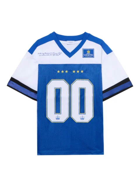 Off-White playera 00 Royal Mesh Football Logo
