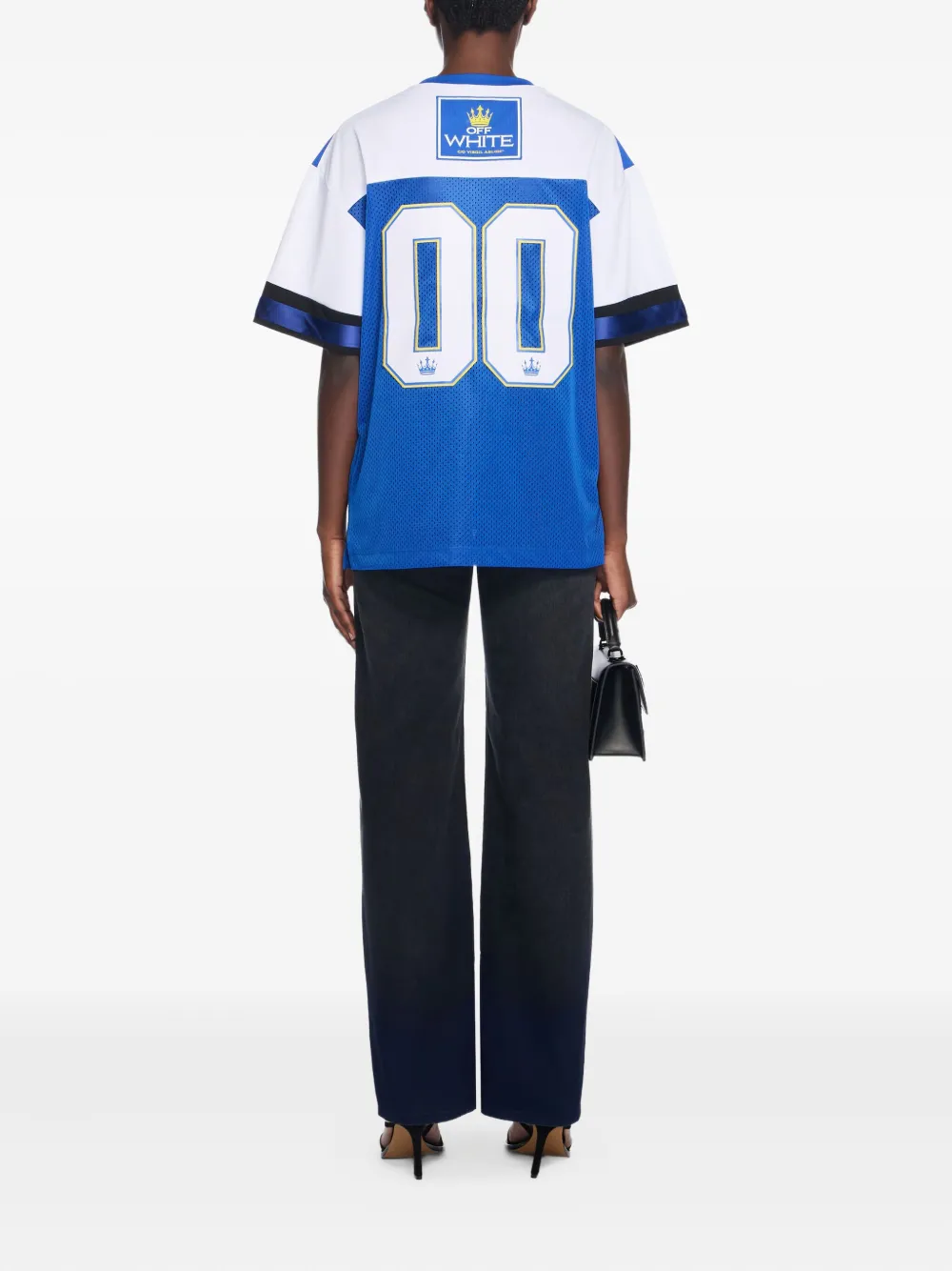 Off-White 00 Royal Football mesh T-shirt met logo Blauw