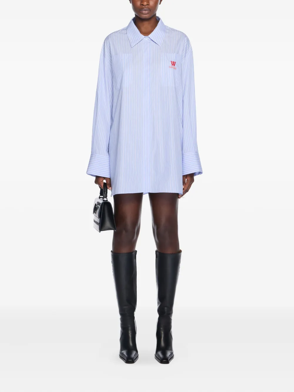 Off-White striped poplin shirt mini dress - Blauw