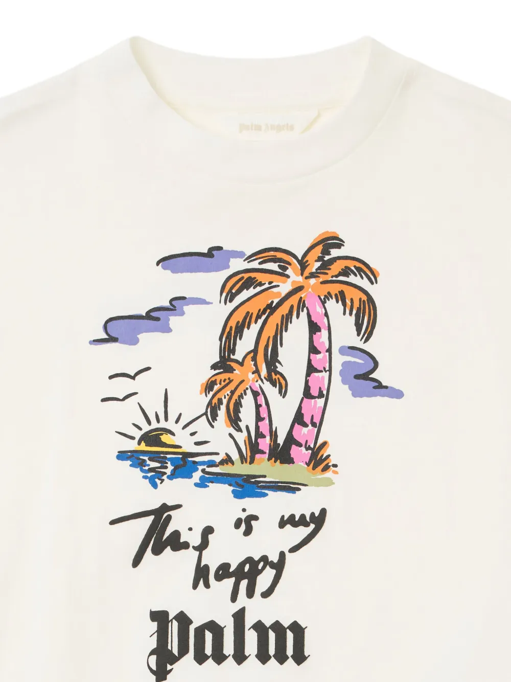 Palm Angels Kids Happy Palms T-shirt Beige