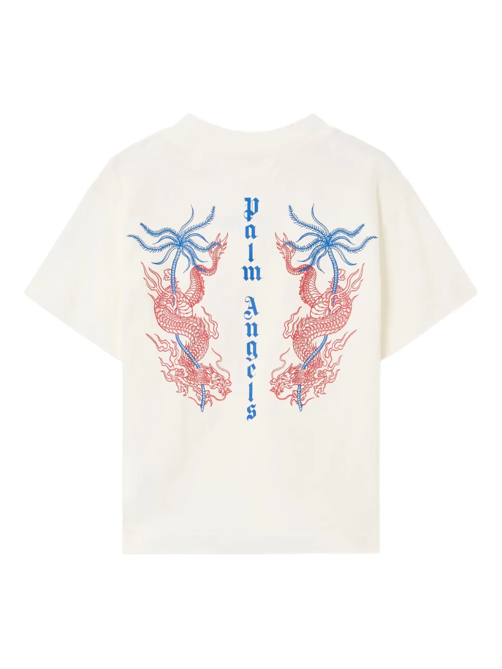 Palm Angels Kids Dragons Tattoo T-shirt Beige