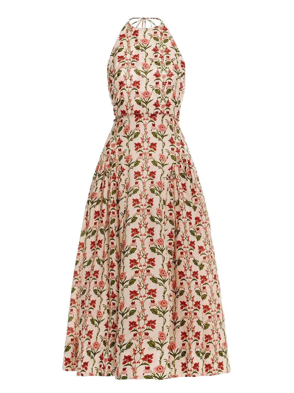 Agua By Agua Bendita Balsa Canna floral halterneck dress - Beige