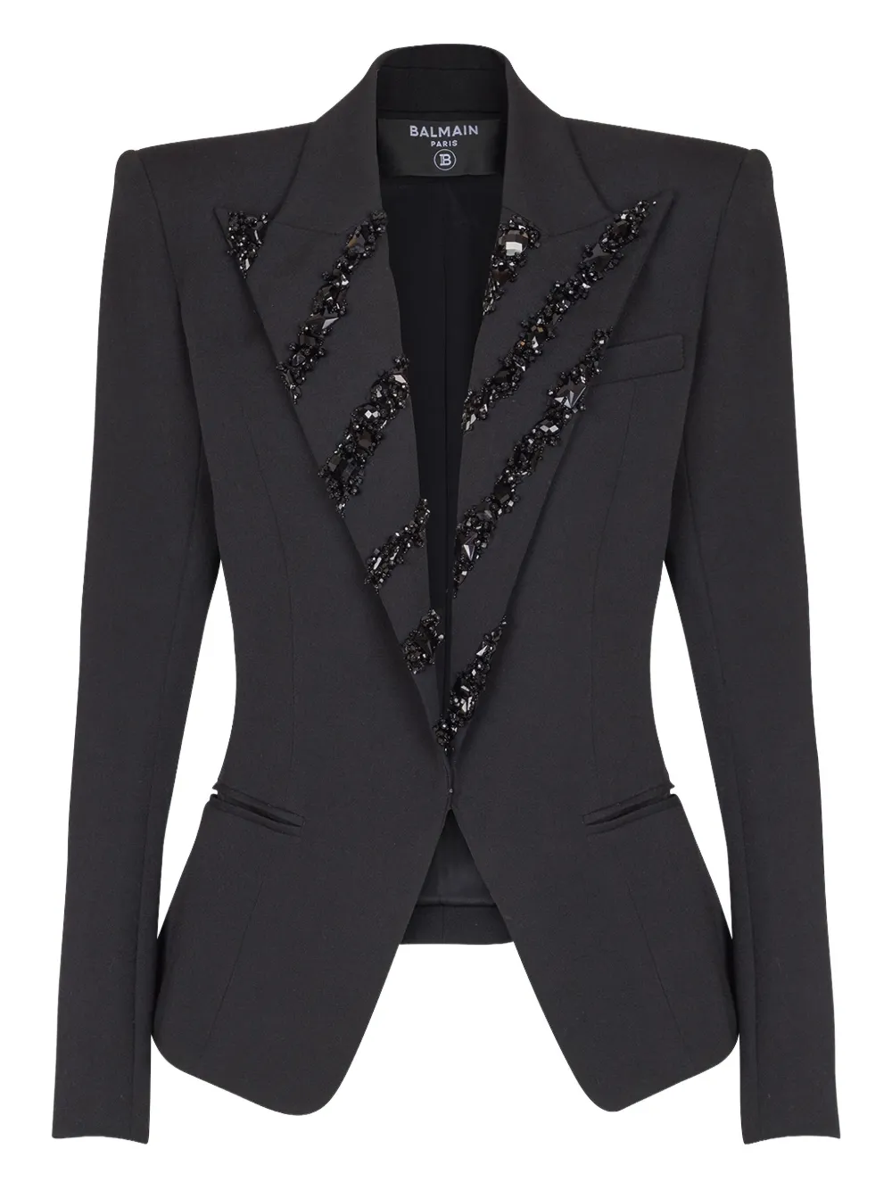 Balmain Crystal Six-button Jacket In Black