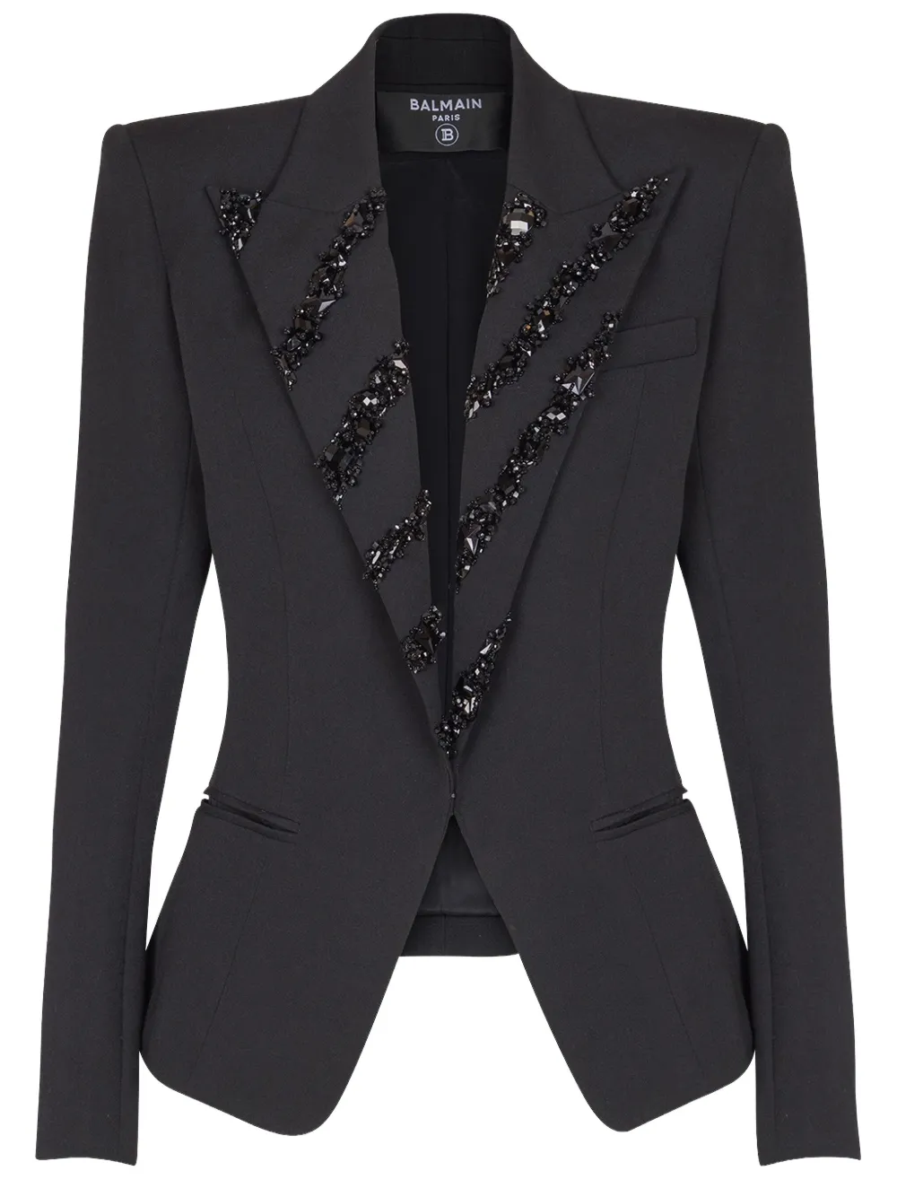 Balmain Crystal Six-button Jacket In Black
