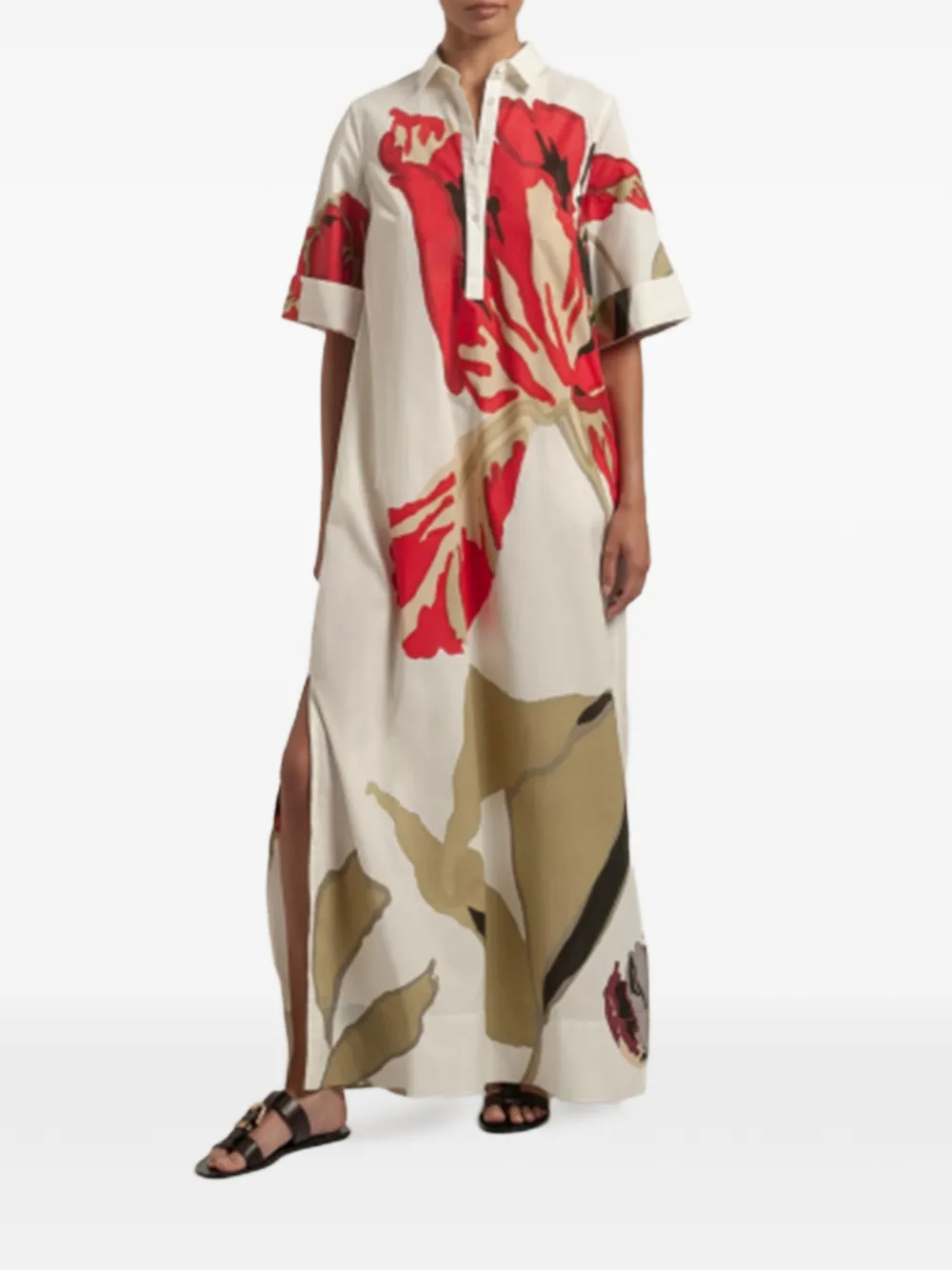 Sara Roka Briella collar floral dress - Wit