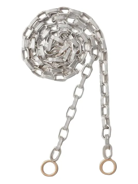 Marla Aaron sterling silver and 14K rose gold biker-chain necklace