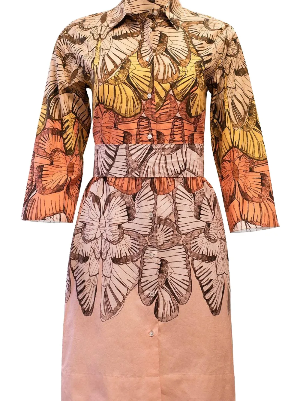 Sara Roka Tonia midi-jurk met vlinderprint - Beige