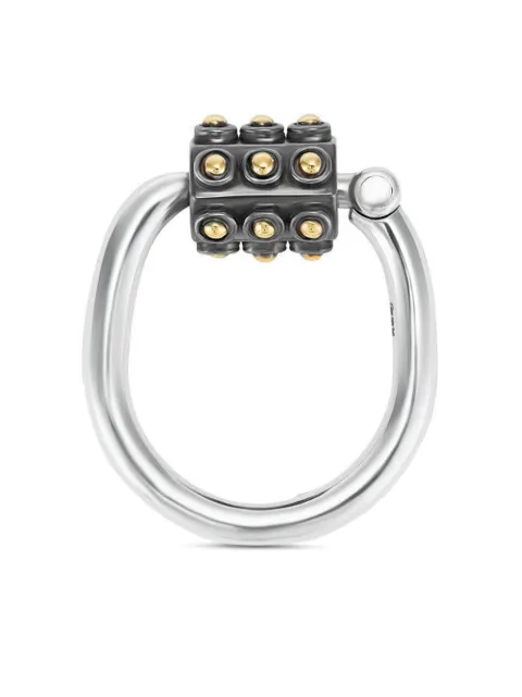 Marla Aaron 14K yellow gold and sterling silver Ball Trundle Lock ring