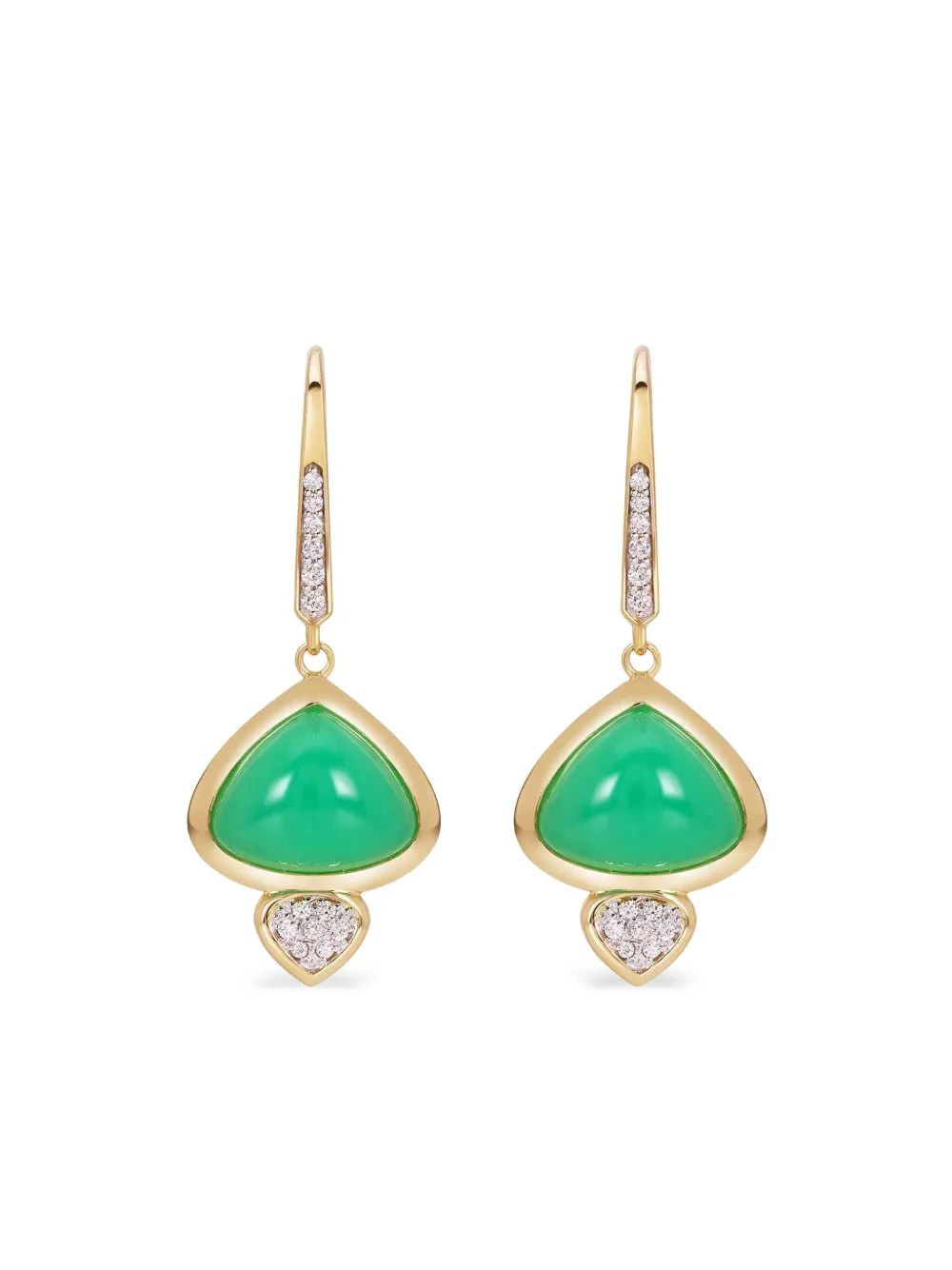 Marina B 18k Yellow Gold Trisolina Chrysoprase And Diamond Drop Earrings In Gold