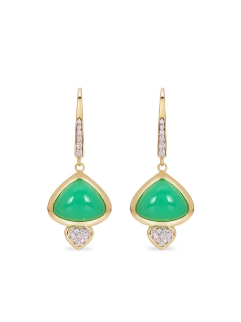 MARINA B 18K yellow gold Trisolina chrysoprase and diamond drop earrings