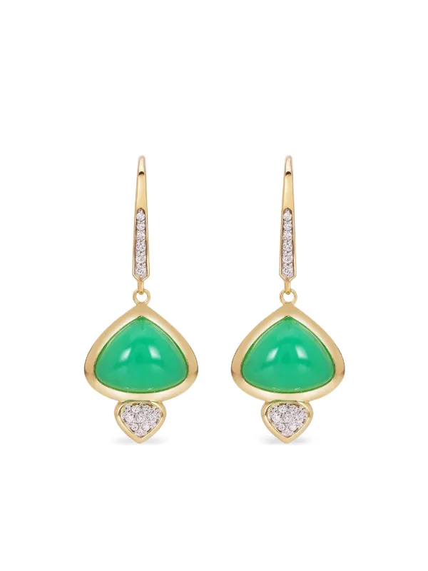 Marina B 18K Yellow Gold Trisolina Chrysoprase and Diamond Drop Earrings
