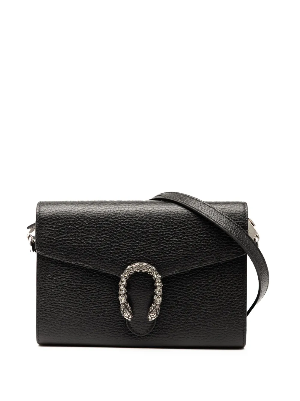 Pre-owned Gucci 2016-2025 Mini Leather Dionysus Wallet On Chain Crossbody Bag In Black