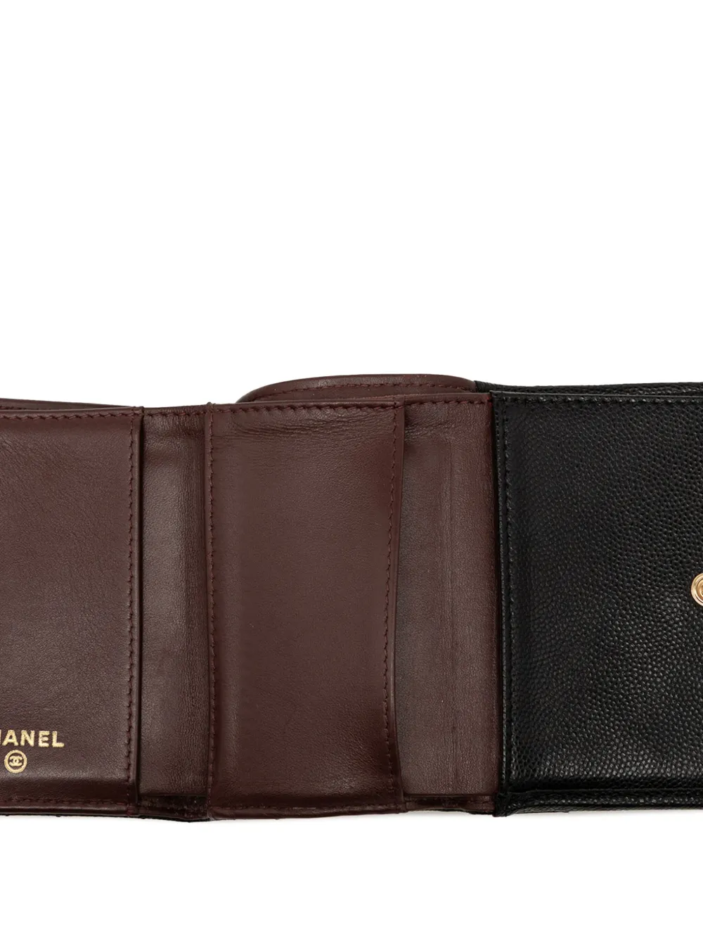 Pre-owned Chanel 2021-2025 Cc Quilted Caviar Flap Card Holder Wallet Small Wallets In Black