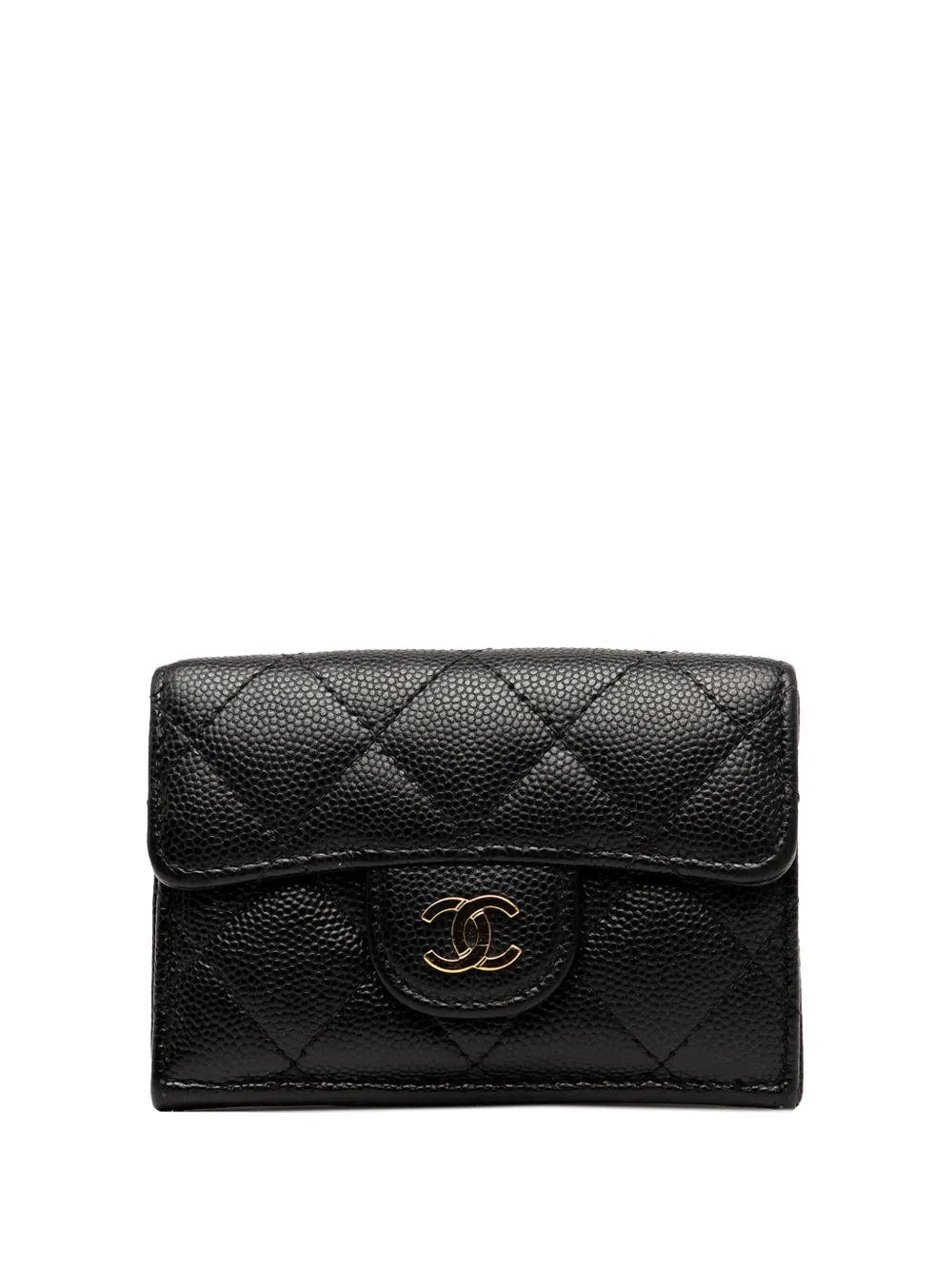 CHANEL Pre-Owned 2021-2025 CC Quilted Caviar Flap Card Holder Wallet small wallets | Black | Image 1