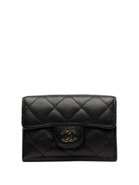 CHANEL Pre-Owned 2021-2025 CC Quilted Caviar Flap Card Holder Wallet small wallets