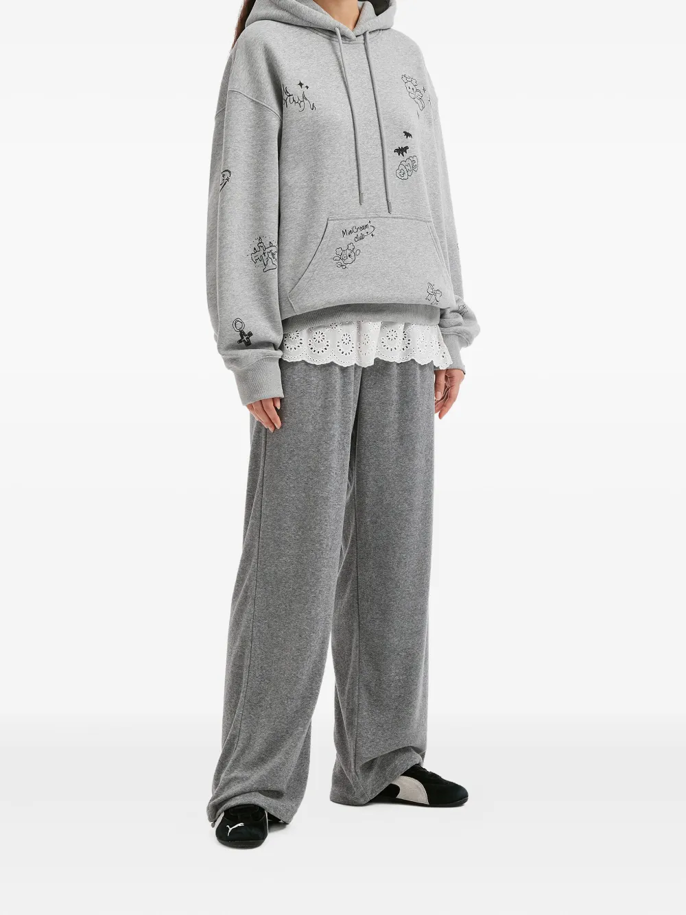 Mini Cream drawstring trousers - Grijs