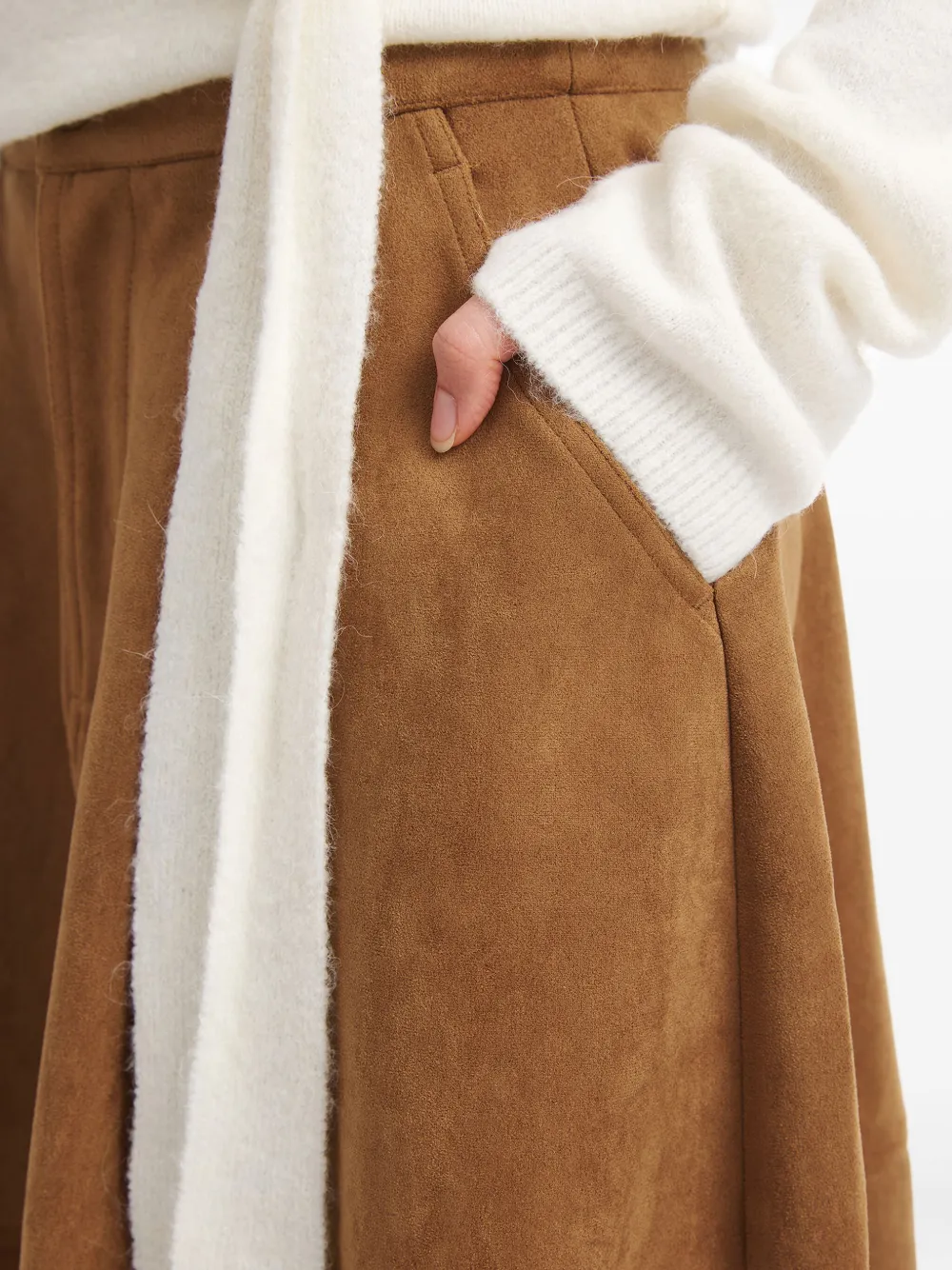 b+ab Midi-rok met vlakken Bruin